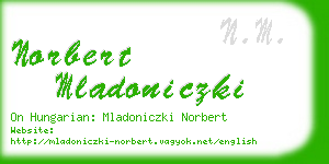 norbert mladoniczki business card